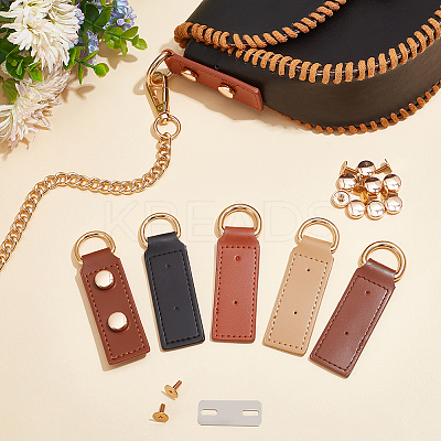 8 Sets 4 Colors Alloy D Ring Clasps with PU Leather Tab FIND-WR0010-68-1