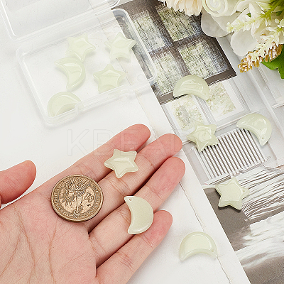 12Pcs 6 Styles Synthetic Luminous Stone Pendants G-GA0001-64A-1