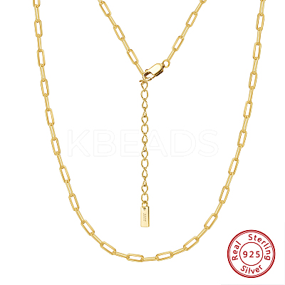 925 Sterling Silver Paperclip Chain Necklaces for Women NJEW-H048-04G-1
