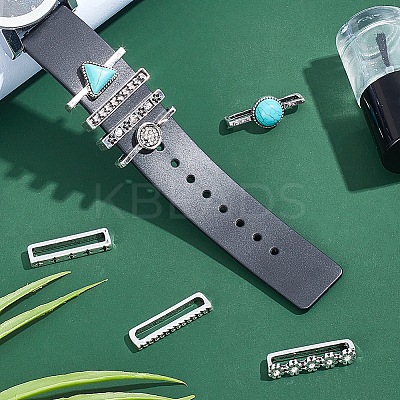 8Pcs 8 Style Half Round & Triangle Synthetic Turquoise Watch Band Charms Set MOBA-PH0001-12-1
