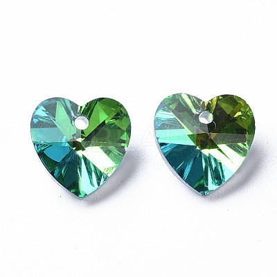 Heart Electroplated Glass Charms EGLA-N006-012A-1