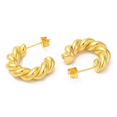 Ion Plating(IP) 304 Stainless Steel Rope Chains Shape Stud Earrings EJEW-B026-04G-1