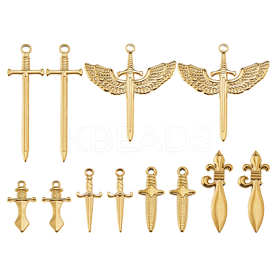 12Pcs 6 Styles Stainless Steel Pendants STAS-HS0001-28-1