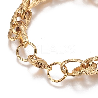 Ion Plating(IP) 304 Stainless Steel Rope Chain Bracelets BJEW-I274-09G-1
