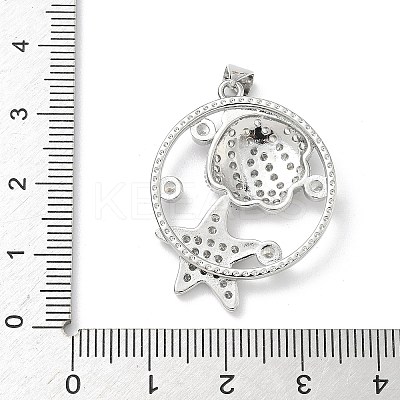 Brass Micro Pave Cubic Zirconia Pendants KK-P330-07D-P-1
