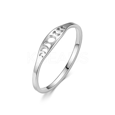 Hollow Moon Phase 304 Stainless Steel Finger Rings FS-WG454BE-03-1