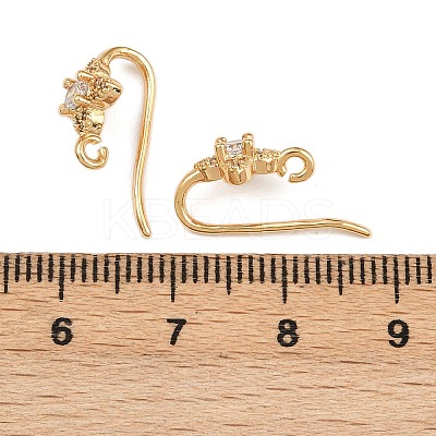 Brass Micro Pave Clear Cubic Zirconia Flower Earring Hooks KK-A274-08G-1