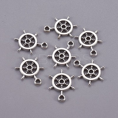 Tibetan Style Alloy Helm Pendants TIBEP-16625-AS-NR-1