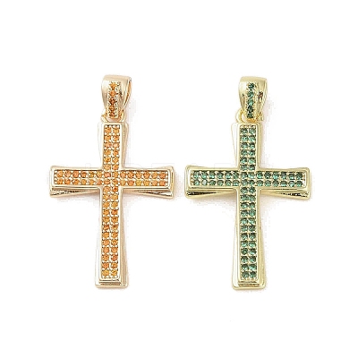 Real 18K Gold Plated Brass Micro Pave Cubic Zirconia Pendants KK-A209-20G-1