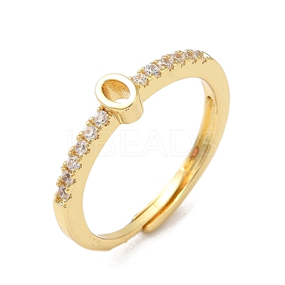 Rack Plating Brass Clear Cubic Zirconia Number 0 Adjustable Rings for Women RJEW-S407-09G-10-1