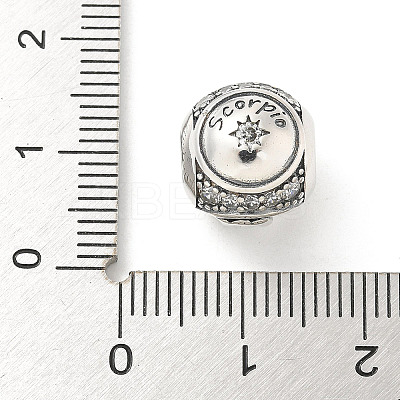 Brass Clear Cubic Zirconia European Beads FIND-M049-01AS-01-1