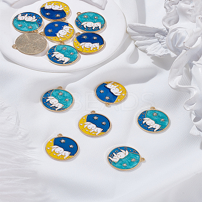 12Pcs 2 Colors Alloy Enamel Pendants ENAM-LP0002-58-1