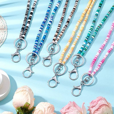 Handmade Polymer Clay ID Card Neck Strap Card Holder HJEW-JM02510-1
