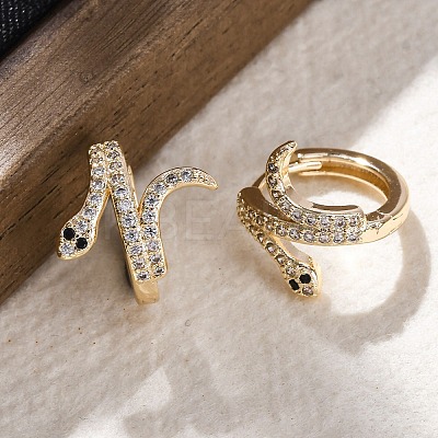 Brass Cubic Zirconia Hoop Earrings EJEW-Q014-39G-1