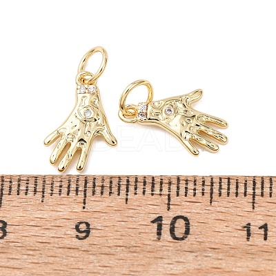 Brass Micro Pave Clear Cubic Zirconia Charms KK-D019-22G-1