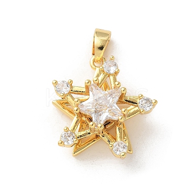 Brass Micro Pave Clear Cubic Zirconia Pendants ZIRC-D276-01G-I-1