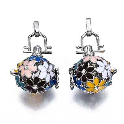 Rack Plating Brass Cage Pendants KK-Q402-10P-2A-1