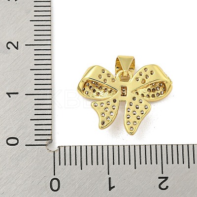 Bowknot Rack Plating Brass Clear Cubic Zirconia Pendants KK-Z053-14G-03-1