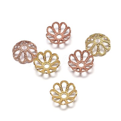 Multi-Petal Flower Brass Fancy Bead Caps KK-F0317-02-NR-1