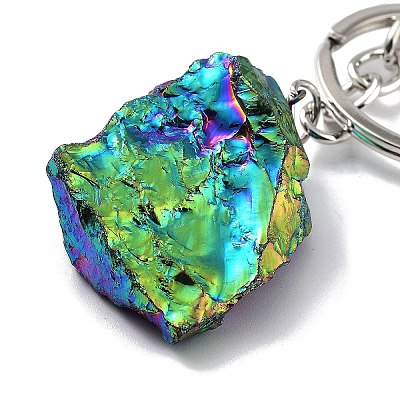 Electroplated Natural Quartz Crystal Keychain KEYC-M022-06-1