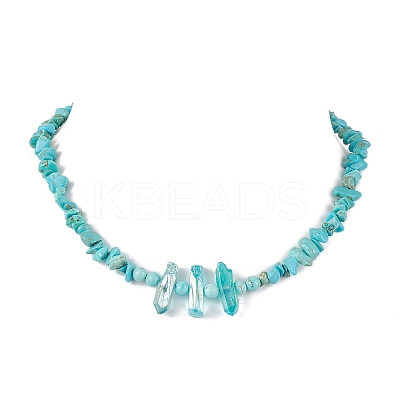 Synthetic Turquoise & Natural Quartz Crystal Chips Beaded Necklaces for Women NJEW-TA00148-1