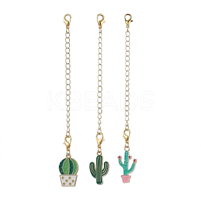 3Pcs 3 Styles Cactus Alloy Enamel Cup Charms HJEW-JM02163-1