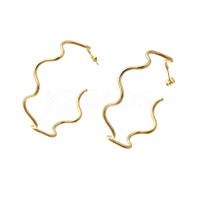 Wavy C-Shaped 304 Stainless Steel Stud Earrings EJEW-A129-02G-1
