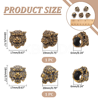 2Pcs 2 Styles Outdoor EDC Tool Brass Parachute Rope European Beads KK-NB0003-61-1