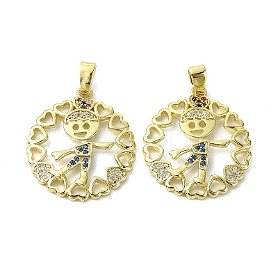 Rack Plating Brass Micro Pave Cubic Zirconia Pendants KK-R157-13A-G-1