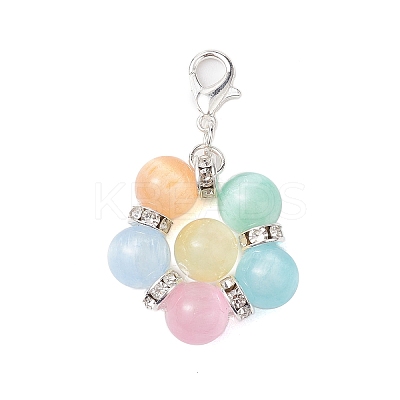 Flower Natural & Dyed Selenite Beads Pendant Decorations HJEW-TA00242-1