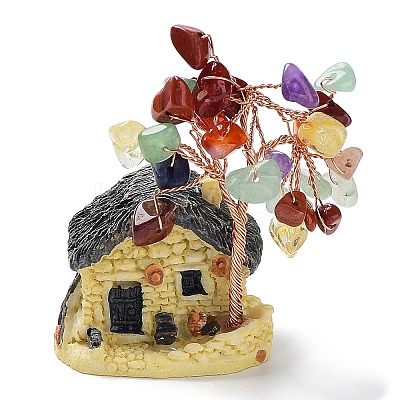 Resin & Natural Mixed Stone Model Ornament DJEW-Z001-01C-1