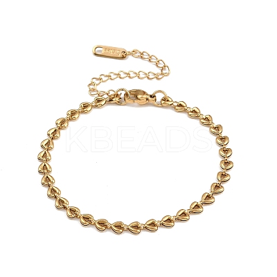 4MM 304 Stainless Steel Heart Link Chain Bracelets for Women BJEW-G759-07G-1
