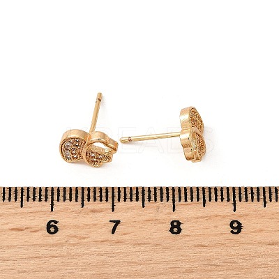 Brass Micro Pave Clear Cubic Zirconia Stud Earrings for Women EJEW-G428-25G-07-1