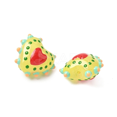Baking Paint Glass Bumpy Beads Heart LAMP-V001-09-1