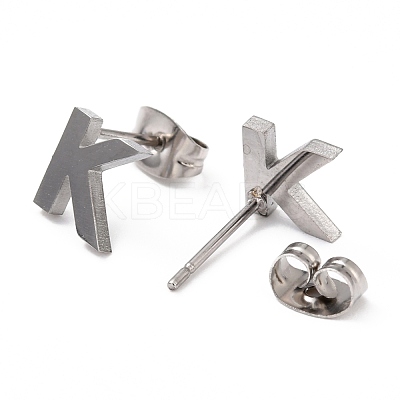 Tarnish Resistant 304 Stainless Steel Greek Alphabet Stud Earrings STAS-D007-07P-14-1