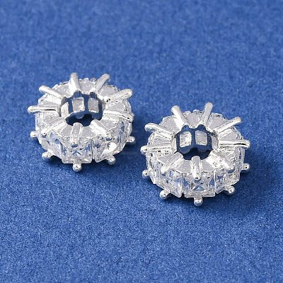 Brass Micro Pave Cubic Zirconia European Beads KK-C157-09C-S-1