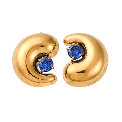 304 Stainless Steel Micro Pave Cubic Zirconia Stud Earrings EJEW-B138-01G-1