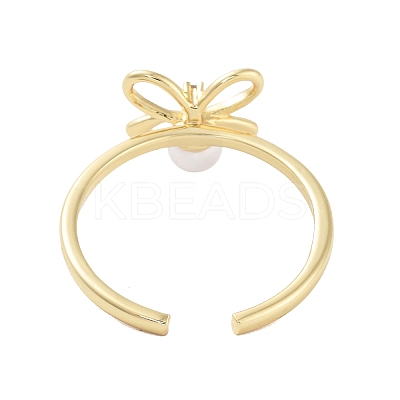 Rack Plating Brass Micro Pave Cubic Zirconia Open Cuff Rings RJEW-M168-04G-1