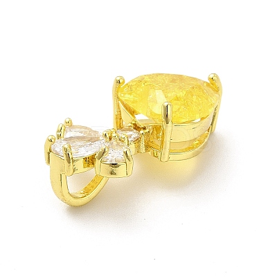 Brass Micro Pave Clear Cubic Zirconia Pendants KK-I695-070G-02-1
