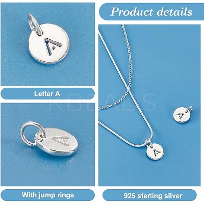 2Pcs 925 Sterling Silver Hollow Flat Round Charms with Jump Rings STER-PH0002-83A-1