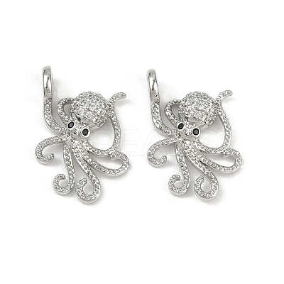 Brass Micro Pave Cubic Zirconia Pendants KK-C093-12P-1