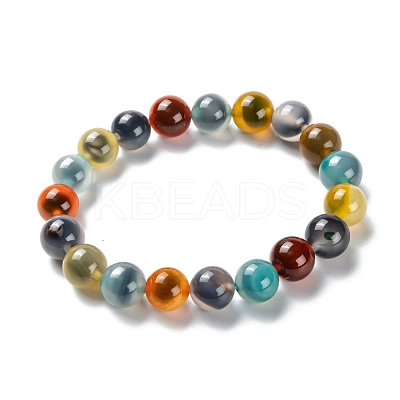 Unisex Natural Sugar Heart Agate Beaded Stretch Bracelets BJEW-K097-01B-02-1