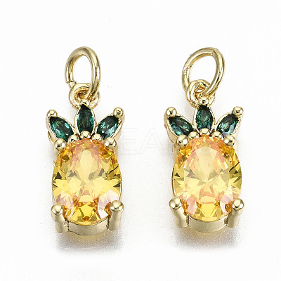 Brass Micro Pave Gold Cubic Zirconia Charms ZIRC-S067-155-NF-1