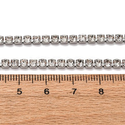 3MM 304 Stainless Steel Rhinestone Cup Chain Necklaces for Women NJEW-G175-01P-02-1
