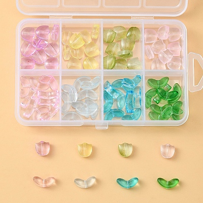 80Pcs 8 Styles Spray Painted Transparent Glass Beads GLAA-YW0001-89-1