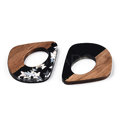 Opaque Resin & Walnut Wood Pendants RESI-N039-57B-1