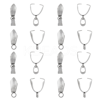 80Pcs 8 Style 201 Stainless Steel Pendant Pinch Bails STAS-FH0001-73-1