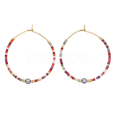 Bohemian Handmade Glass Beaded Hoop Earrings RN1446-6-1