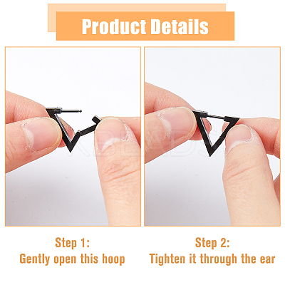 12Pcs 6 Style Stainless Steel Hoop Earrings for Women EJEW-FI0002-08-1