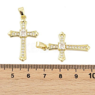 Brass Micro Pave Clear Cubic Zirconia Pendants KK-L235-01B-G-1